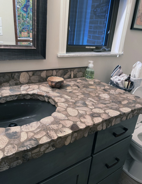 Petoskey stone backlit tile glowing