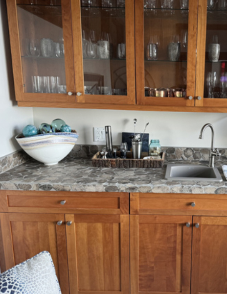 Backlit Petoskey stone panel installation